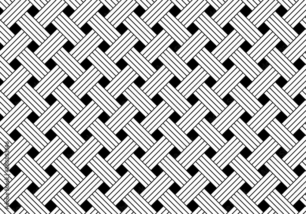 Geometric seamless black and white weave pattern background. Abstract striped geometric modern stylish texture.