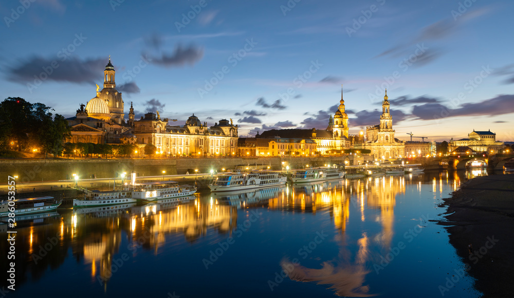 Dresden, Saxony, Germany-June 2017: panorama of the reconstructed historic part of the city