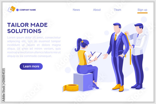 Professional Fashion Worker, Clip for Creative. Create Collection, Apparel Male Textile. Tailor Element, Profession, Industry Craft Business Garment. Cartoon Flat Vector Illustration Isometric Banner