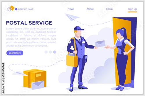 Parcel Mail Transportation, Post Address Concept. Correspondence Postage Communication. Delivery Office Postcard Package Sending, Deliver Service. Profession Cartoon Flat Vector Illustration
