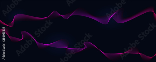 Two parallel twisted pattern. Dynamic gradient. Flowing waves isolated on dark background. Abstract wavy spun lines. Optical art, vector design elements.