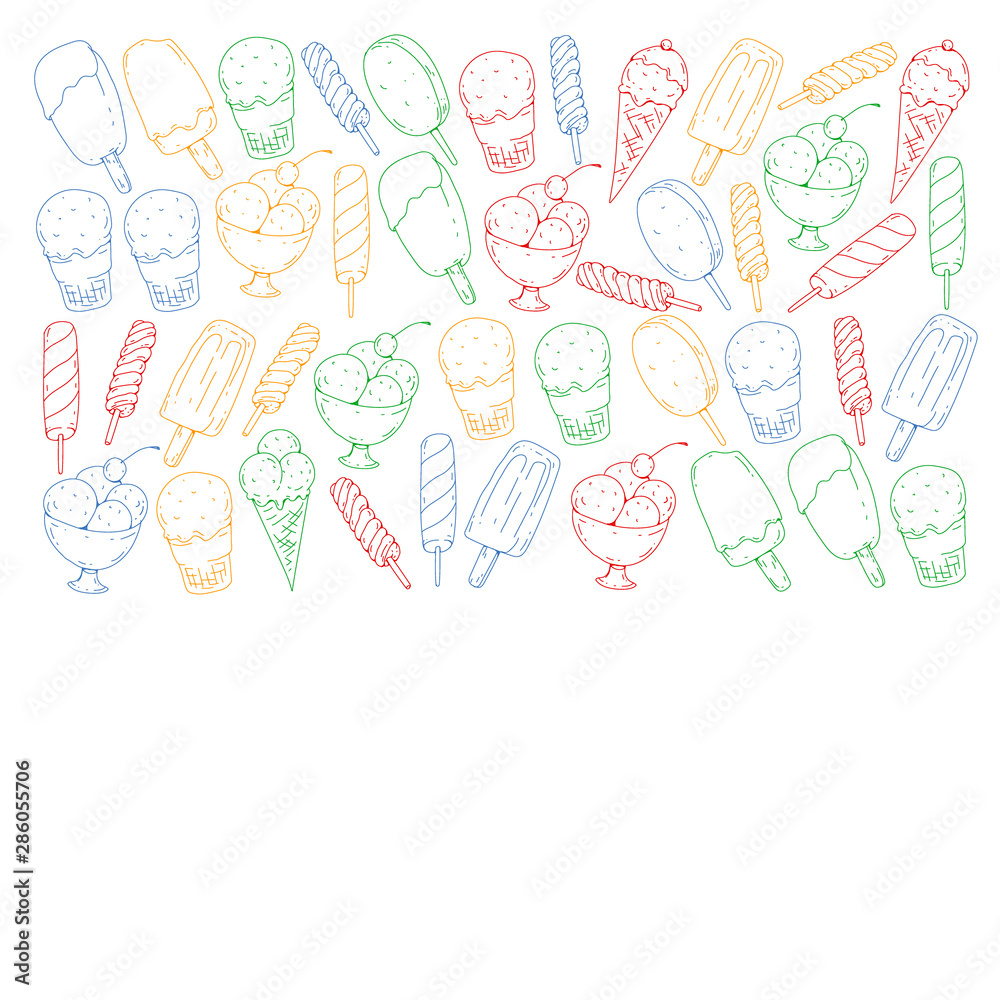 Collection of vector ice creams. Pattern for banners, posters Collection of vector ice creams. Pattern for banners, posters