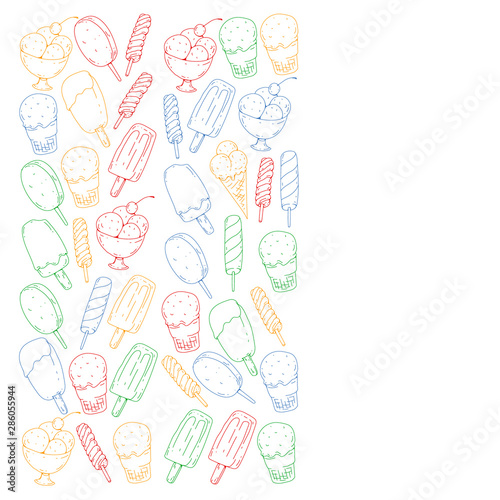 Collection of vector ice creams. Pattern for banners, posters