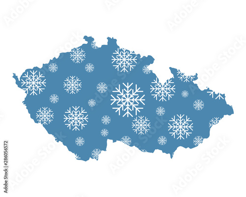 Karte von Tschechien mit Schneeflocken