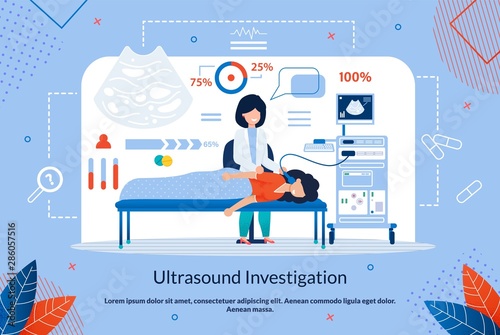 Advertising Flyer Ultrasound Investigation Flat. 