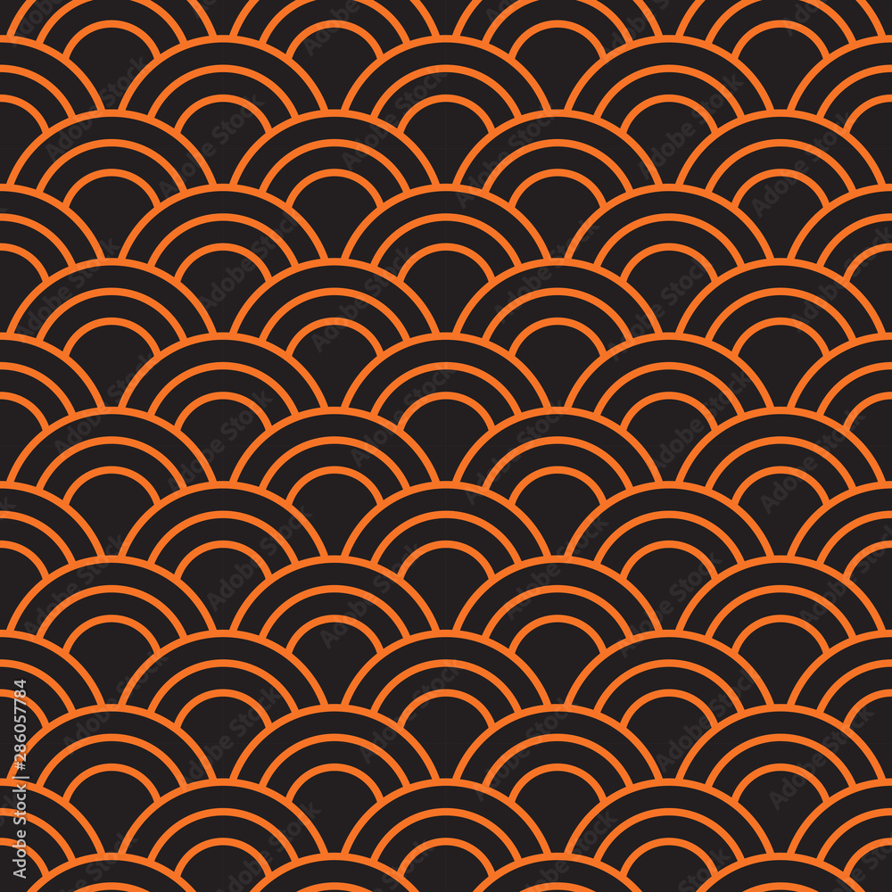 Japanese seamless pattern orange and black background vector