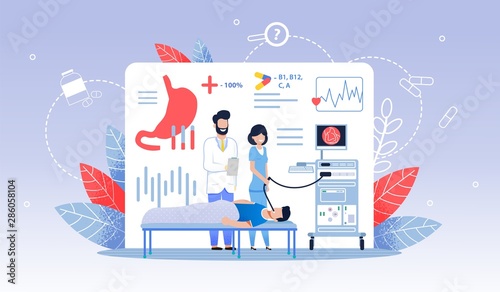 Advertising Banner Fibroscopy Stomach Cartoon