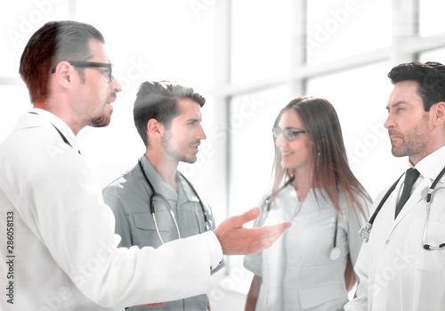 Medical team discussing in clinic