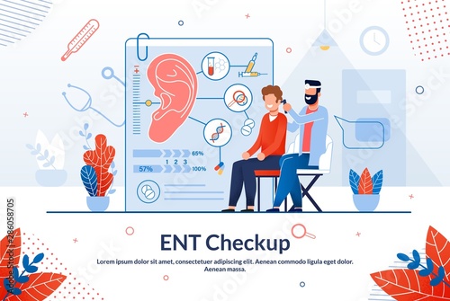 Advertising Flyer Ent Checkup Lettering Cartoon.