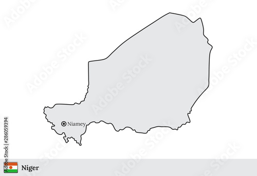 Niger vector map with the capital city of Niamey
