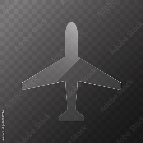 Plane glass icon vector design. Plane transparent icon