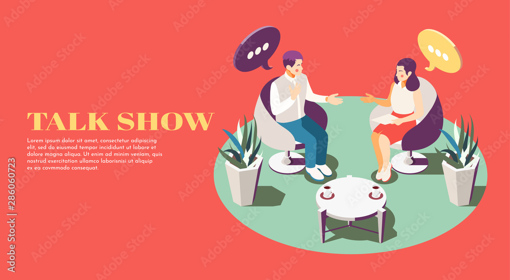 Talk Show Isometric Background Talk Show Isometric Background