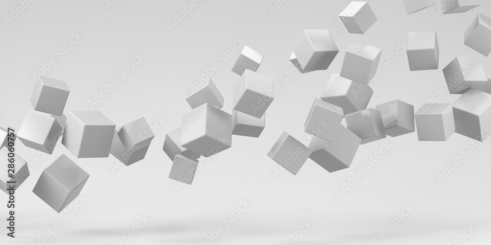 Flying cubes on a white background. 3d render. Flying cubes on a white background. 3d render.