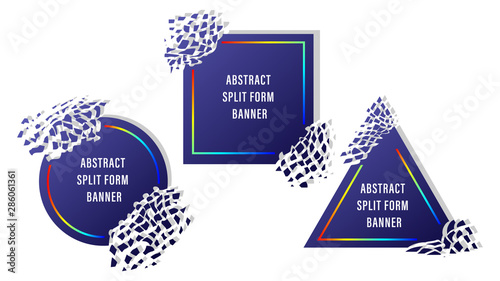 abstract split form shattered, fragmented banners