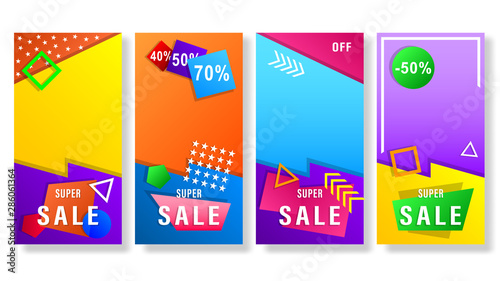 Set banners sale geometric shapes