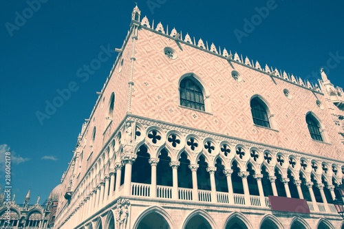 Venice Doge's Palace. Retro filtered colors style. photo