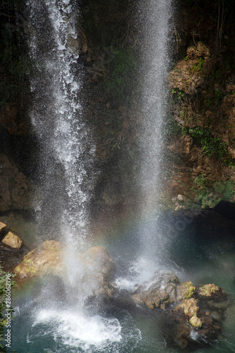 beautiful waterfall photo background, rocky field © Kybele