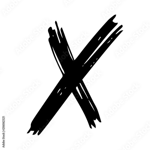 Black Hand drawn cross symbol