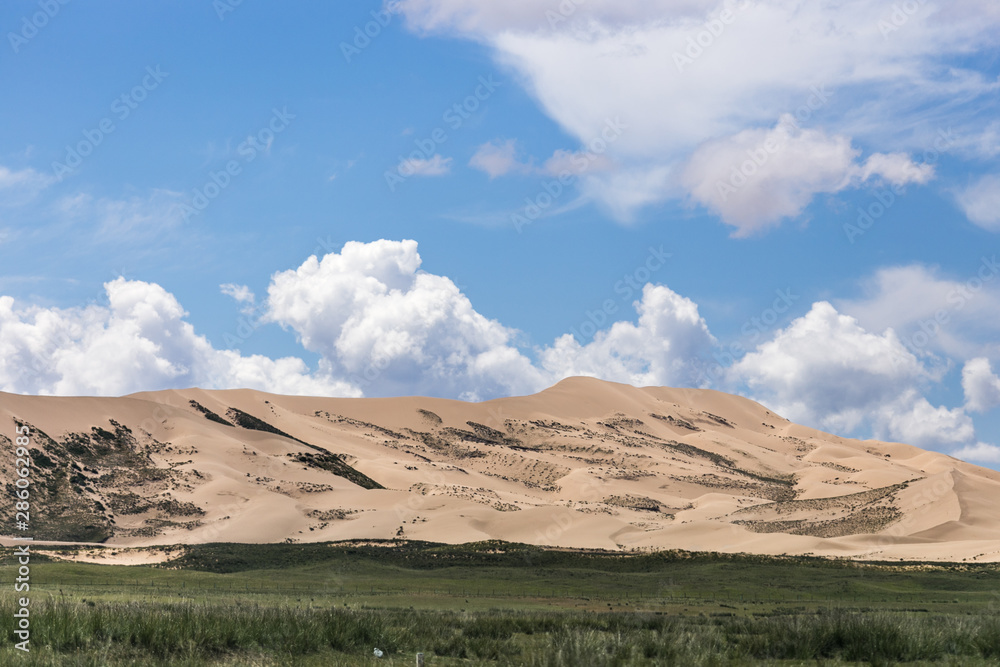 Qilian Mountains along the landscape Qilian Mountains along the landscape