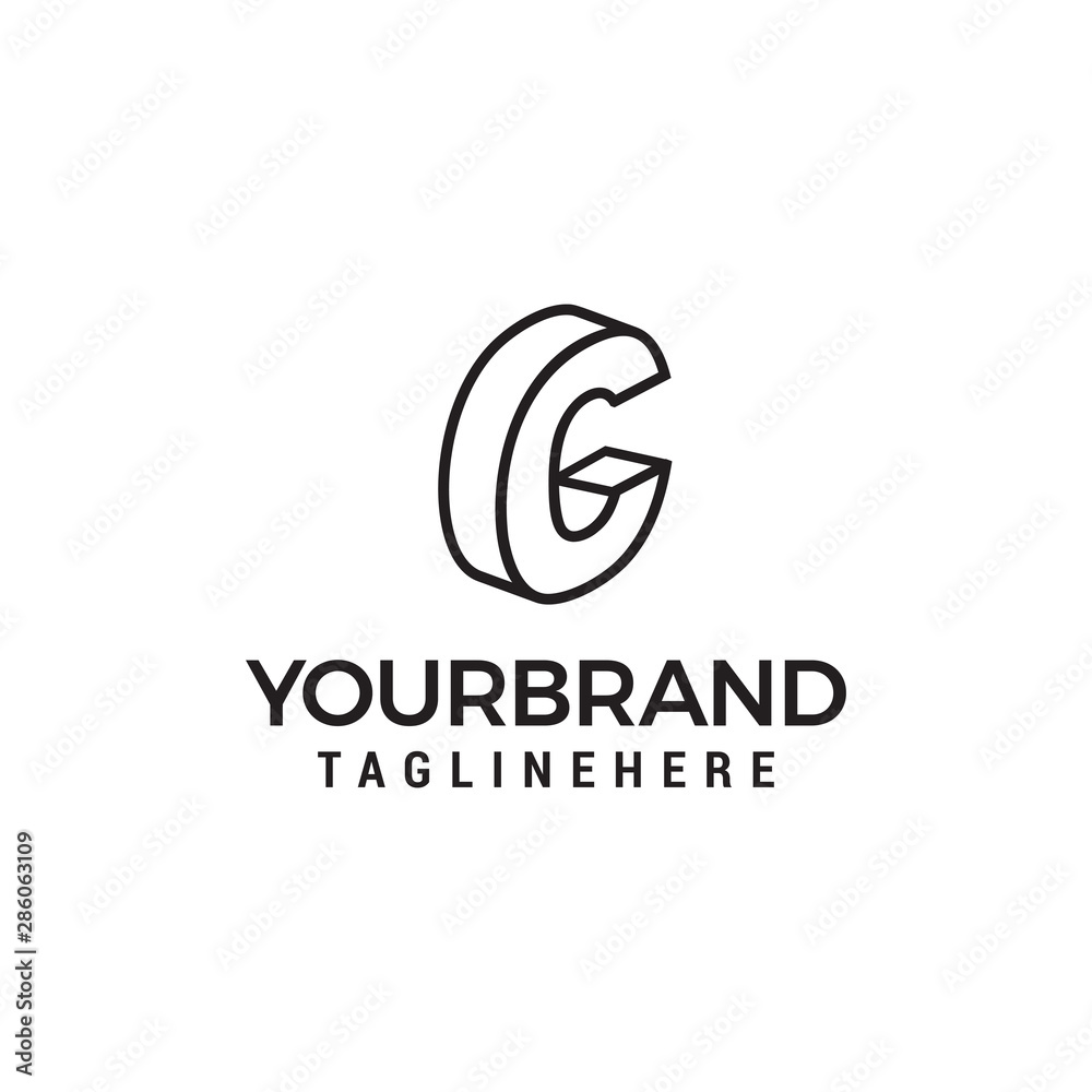 Letter C logo 3D isometric lines geometric shape template design vector Letter C logo 3D isometric lines geometric shape template design vector