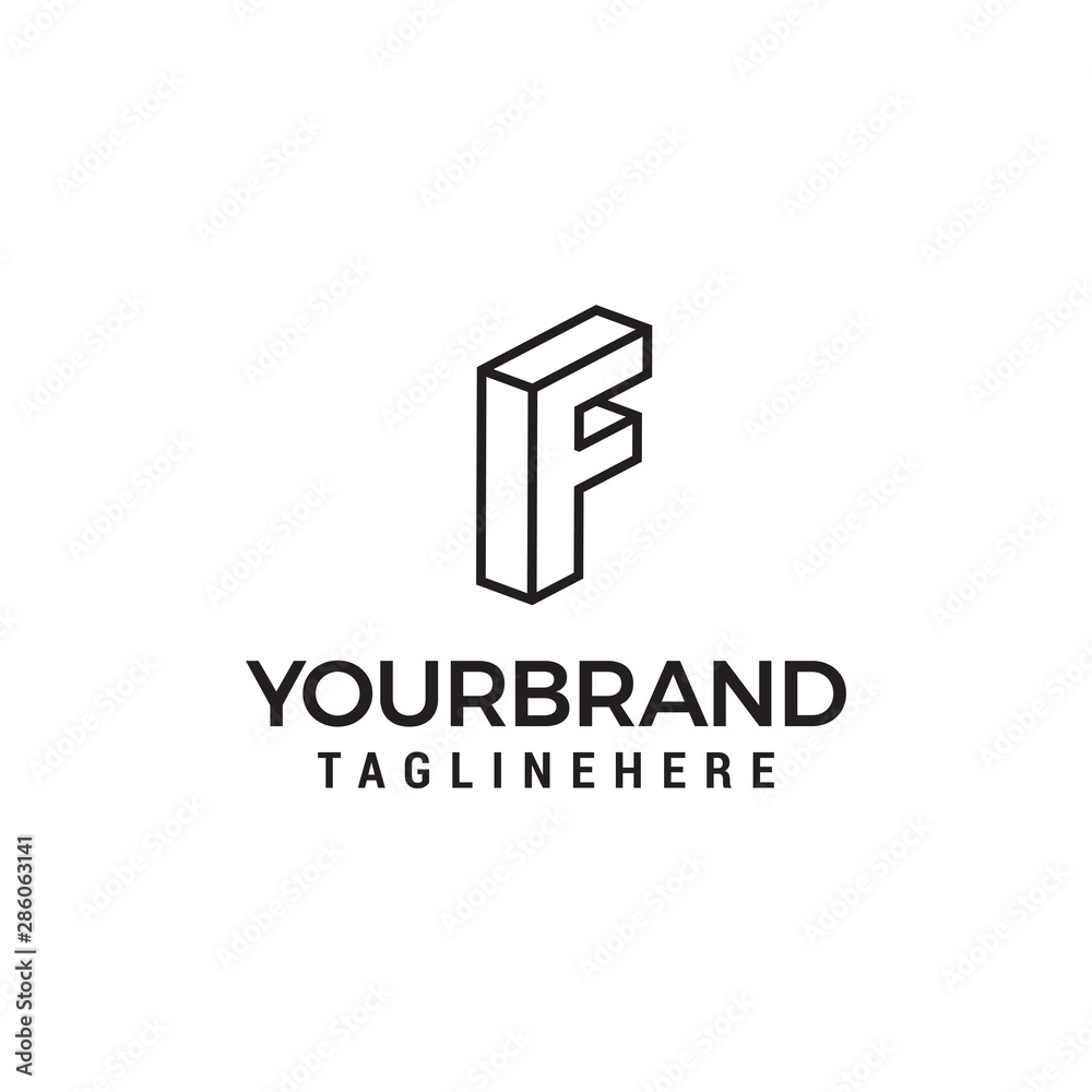 Letter F logo 3D isometric lines geometric shape template design vector Letter F logo 3D isometric lines geometric shape template design vector