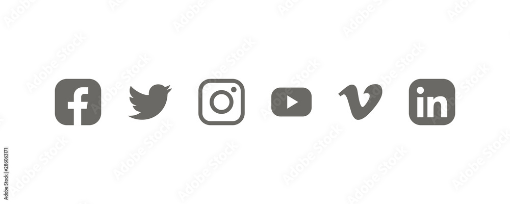 Collection of popular social media logo: Facebook, twitter, instagram ...