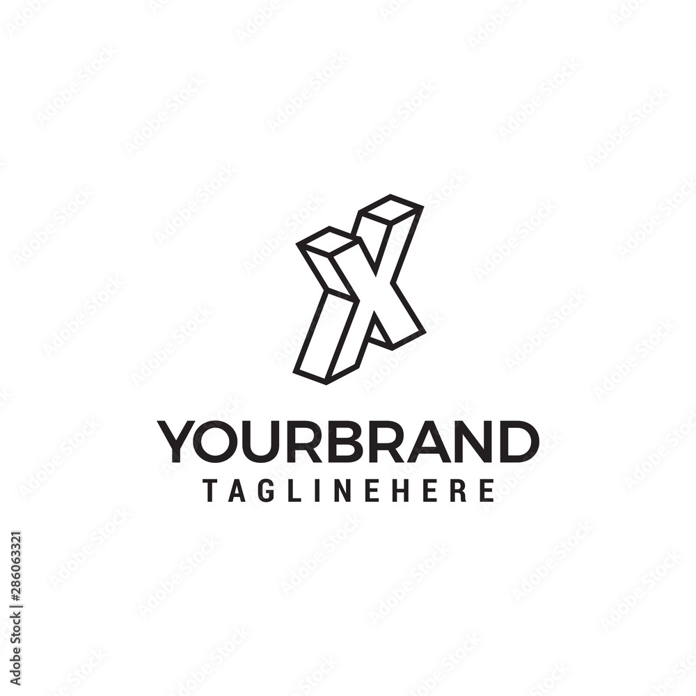 Letter X logo 3D isometric lines geometric shape template design vector Letter X logo 3D isometric lines geometric shape template design vector