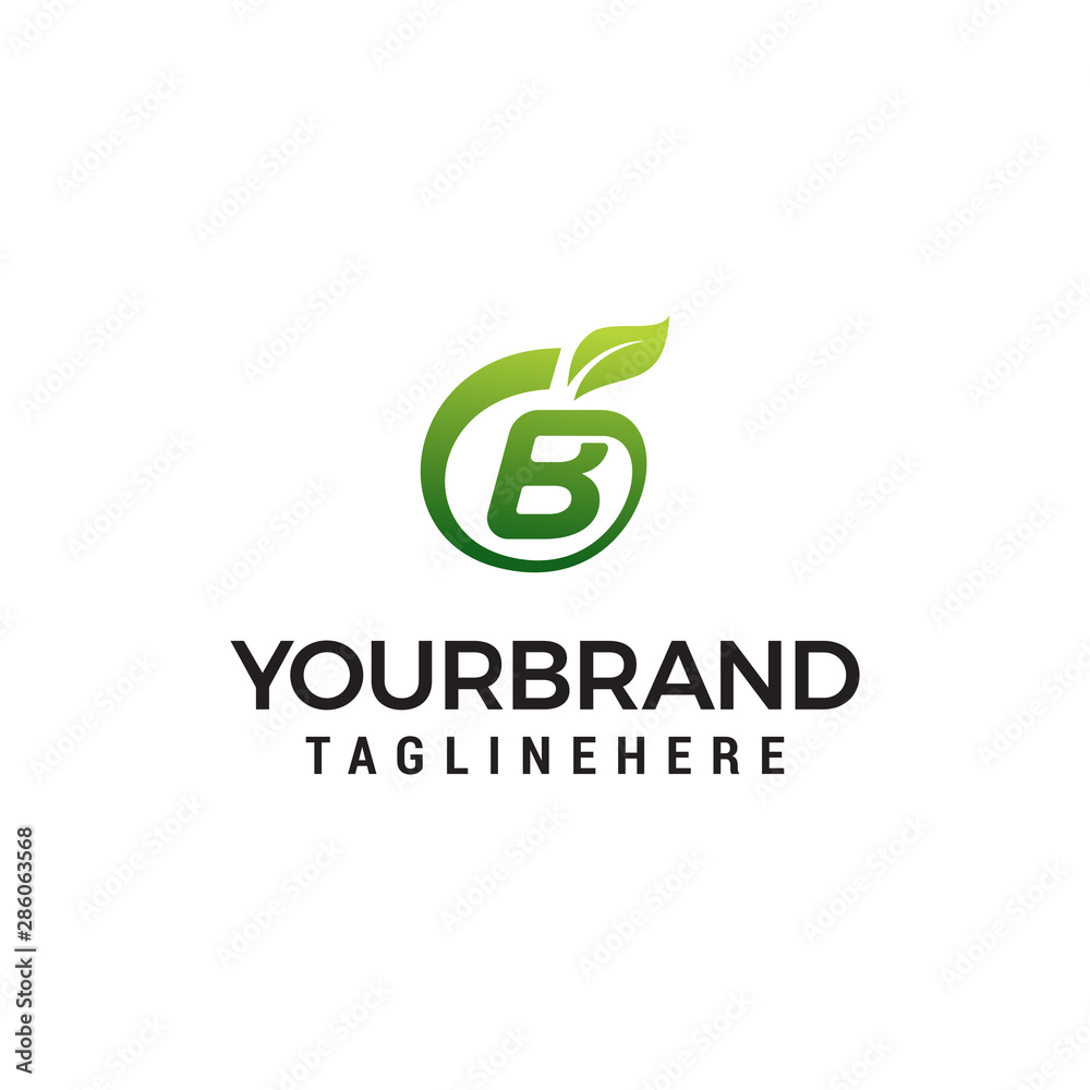 B logo initial letter design template vector with leaf fruit logo design concept template B logo initial letter design template vector with leaf fruit logo design concept template