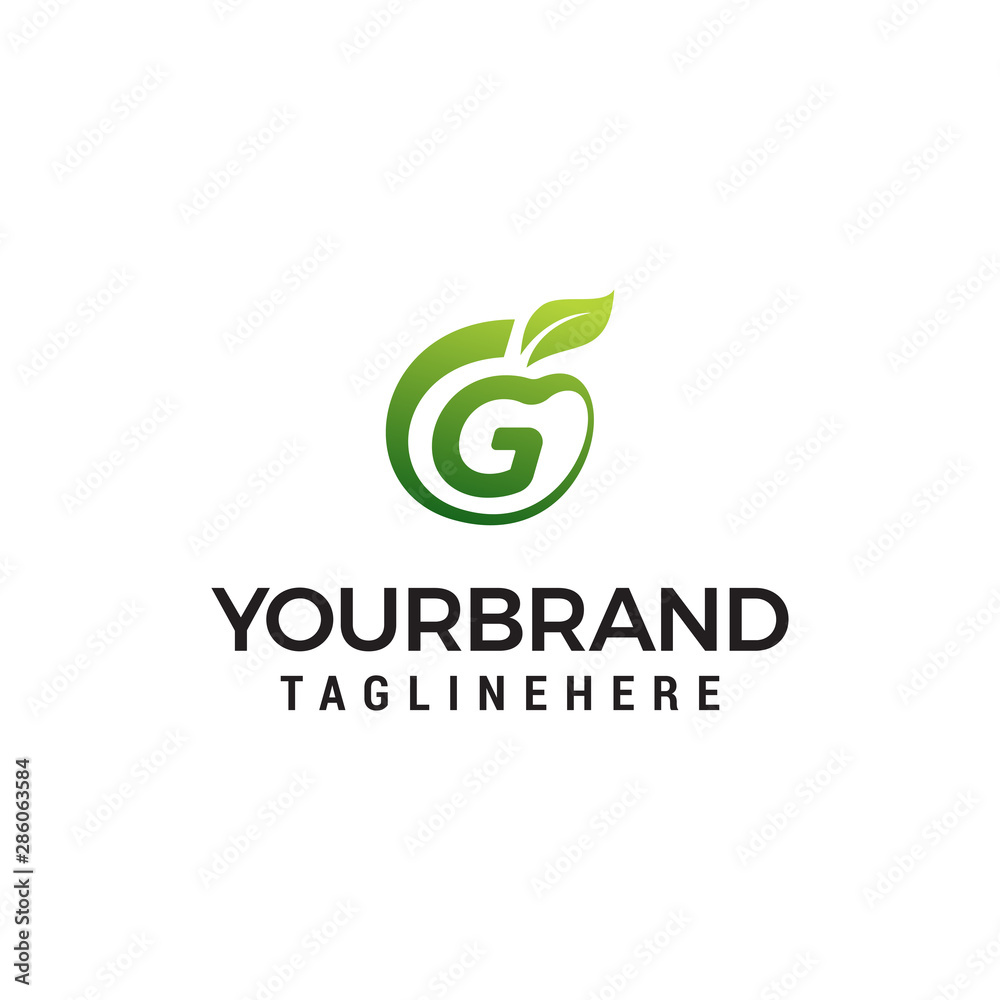 G logo initial letter design template vector with leaf fruit logo design concept template G logo initial letter design template vector with leaf fruit logo design concept template