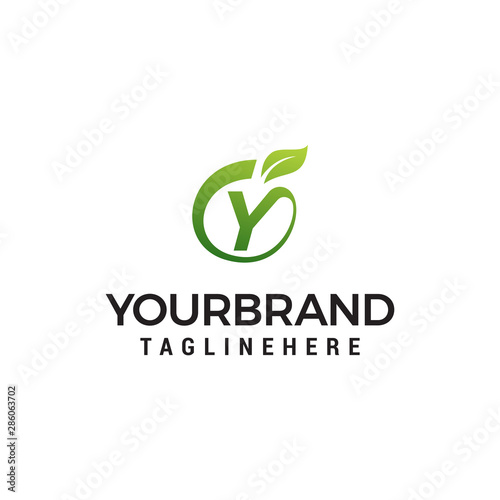 Y logo initial letter design template vector with leaf fruit logo design concept template