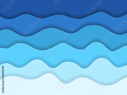 vector illustration of blue paper sea waves