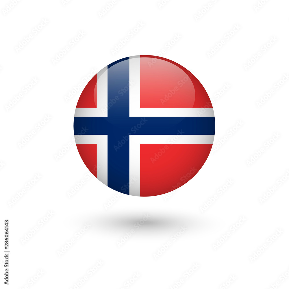 Norway flag round glossy