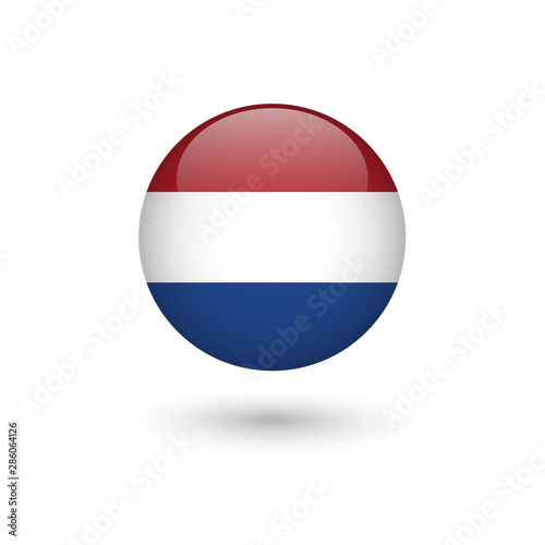 Netherlands flag round glossy