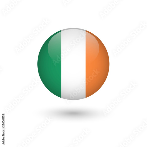 Republic of Ireland flag round glossy
