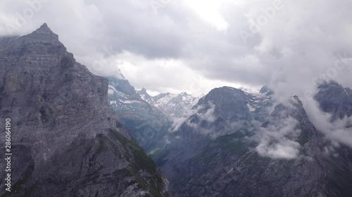 Aerial Video Muttsee and Limmernsee in Linthal in Switzerland photo