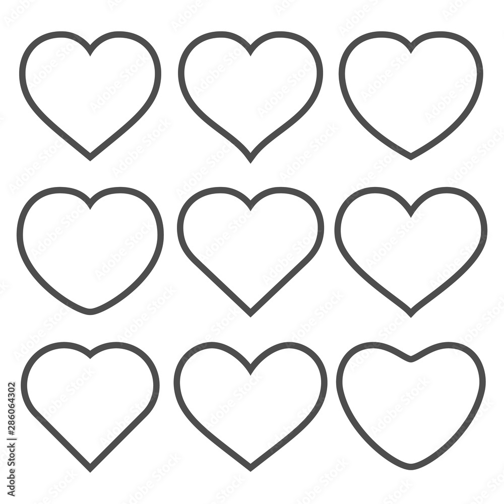 set of vector hearts on white background