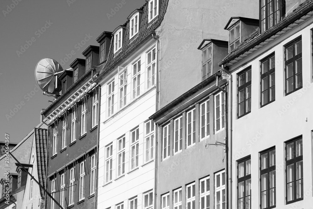 Denmark - Copenhagen. Black and white vintage style.
