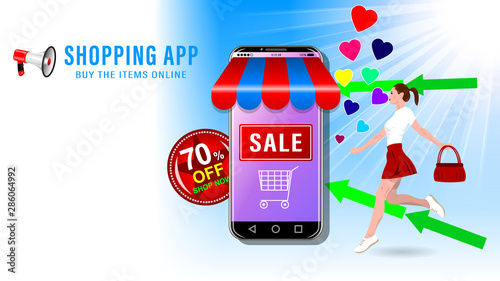 Online shopping app for smartphone.
