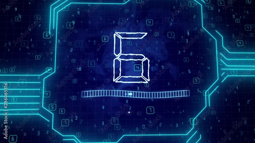 10 to 1 Countdown UX. Circular UX alpha element for transparency counting down from ten to one, animating ON and OFF.