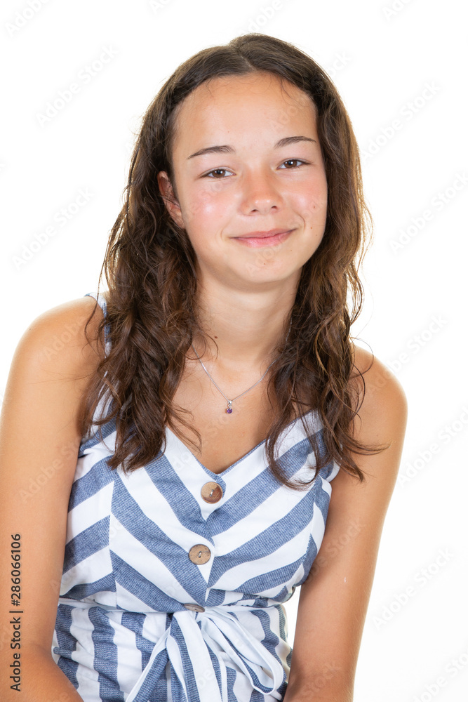 Portrait of a happy teenage girl over white background Portrait of a happy teenage girl over white background