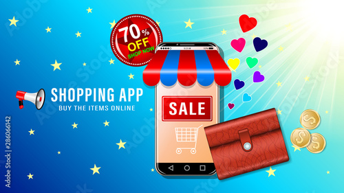 Online shopping app for smartphone.