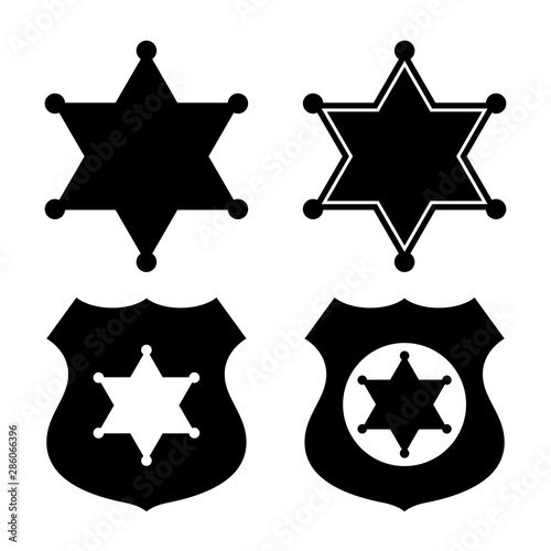 Sheriff star emblems set