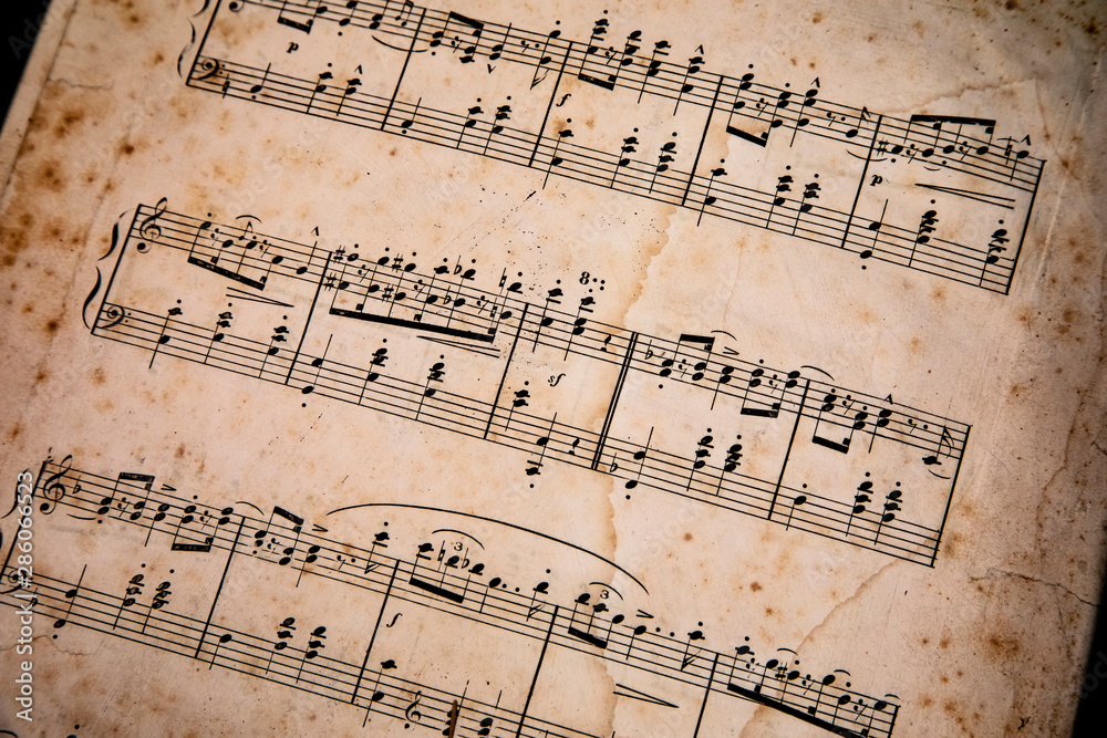 Fototapeta premium Old musical note sheets, unknown author