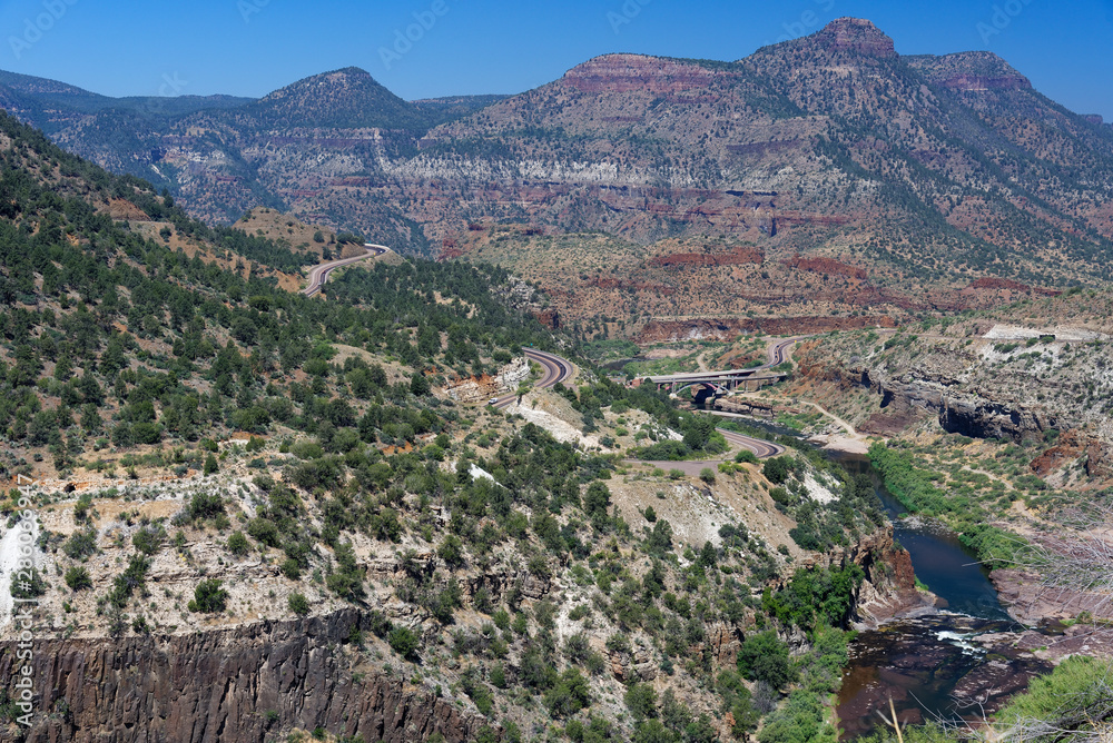 Winding road through Salt River Canyon scenic drive