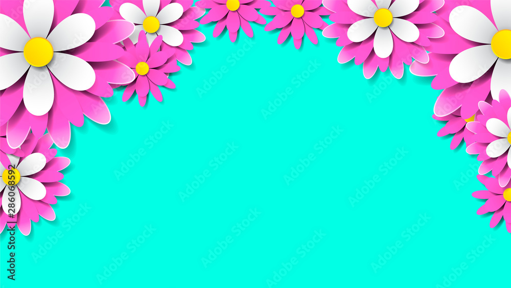 Naklejka premium paper cut out style Floral background