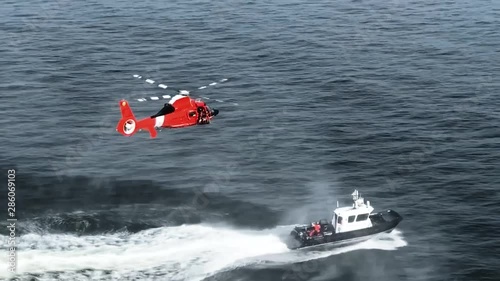 A Coast Guard Air Station San Francisco helicopter crew medevacs a man who was bitten by a shark near the Farallon Islands off the Coast of San Francisco, Oct. 23, 2018 photo