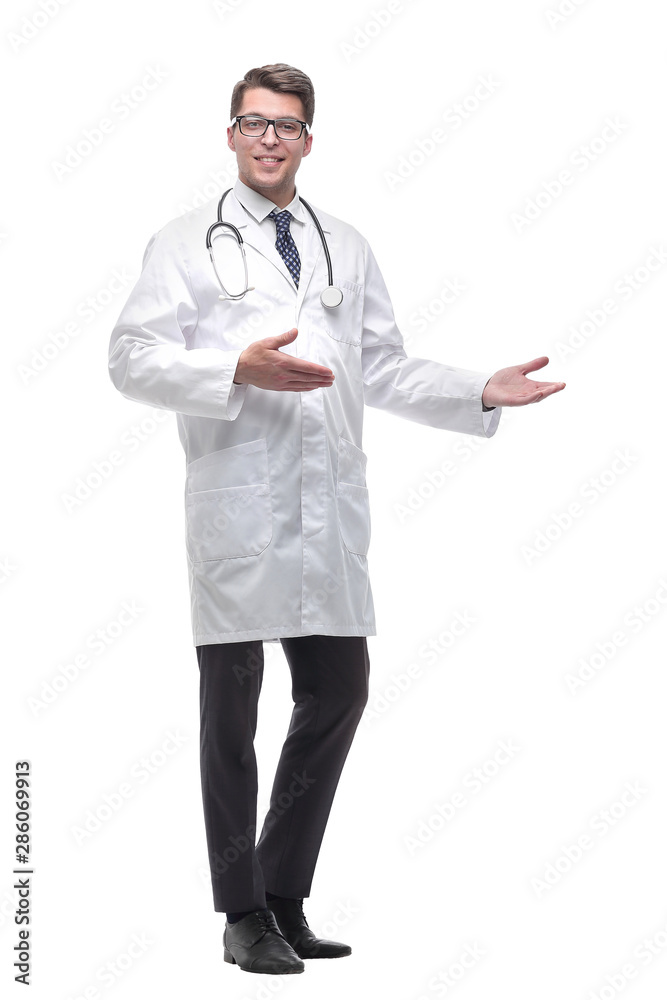 confident friendly doctor therapist. isolated on white confident friendly doctor therapist. isolated on white