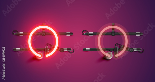 Realistic glowing purple neon charcter (on/off)