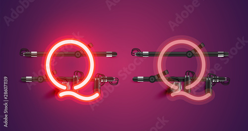 Realistic glowing purple neon charcter (on/off)