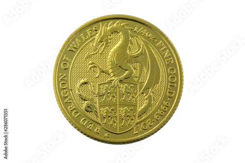 Gold coin with animals isolated on white background